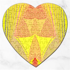 Wave Chevron Plaid Circle Polka Line Light Yellow Red Blue Triangle Jigsaw Puzzle (heart) by Mariart