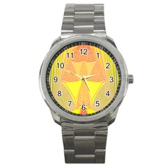 Wave Chevron Plaid Circle Polka Line Light Yellow Red Blue Triangle Sport Metal Watch by Mariart