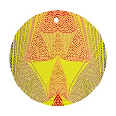 Wave Chevron Plaid Circle Polka Line Light Yellow Red Blue Triangle Round Ornament (two Sides) by Mariart