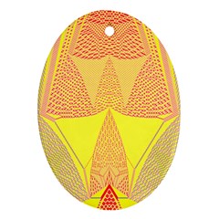 Wave Chevron Plaid Circle Polka Line Light Yellow Red Blue Triangle Oval Ornament (two Sides) by Mariart