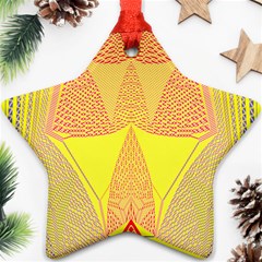 Wave Chevron Plaid Circle Polka Line Light Yellow Red Blue Triangle Star Ornament (two Sides) by Mariart