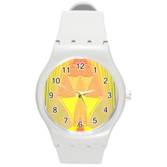 Wave Chevron Plaid Circle Polka Line Light Yellow Red Blue Triangle Round Plastic Sport Watch (m) by Mariart