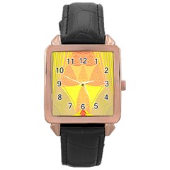 Wave Chevron Plaid Circle Polka Line Light Yellow Red Blue Triangle Rose Gold Leather Watch  by Mariart