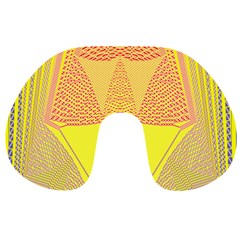 Wave Chevron Plaid Circle Polka Line Light Yellow Red Blue Triangle Travel Neck Pillows by Mariart