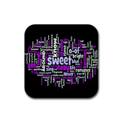 Writing Color Rainbow Sweer Love Rubber Coaster (square)  by Mariart