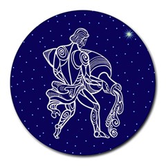 Aquarius Zodiac Star Round Mousepads by Mariart