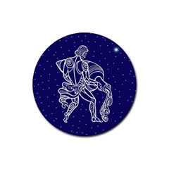 Aquarius Zodiac Star Rubber Round Coaster (4 Pack)  by Mariart