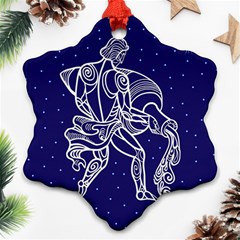 Aquarius Zodiac Star Snowflake Ornament (two Sides) by Mariart