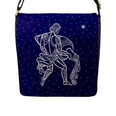 Aquarius Zodiac Star Flap Messenger Bag (l)  by Mariart