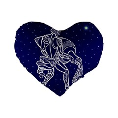 Aquarius Zodiac Star Standard 16  Premium Flano Heart Shape Cushions by Mariart