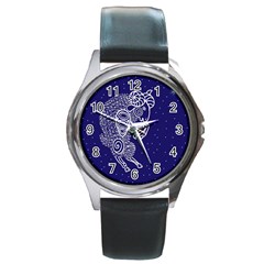 Aries Zodiac Star Round Metal Watch by Mariart