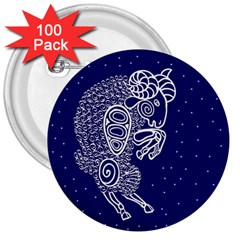 Aries Zodiac Star 3  Buttons (100 Pack)  by Mariart