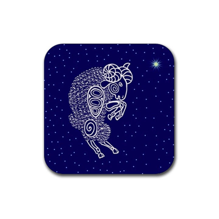 Aries Zodiac Star Rubber Coaster (Square) 