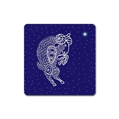 Aries Zodiac Star Square Magnet by Mariart