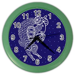 Aries Zodiac Star Color Wall Clocks by Mariart