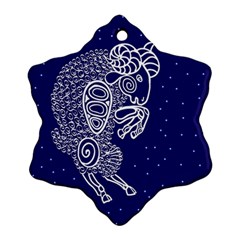 Aries Zodiac Star Snowflake Ornament (two Sides) by Mariart