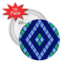 Blue Diamonds Green Grey Plaid Line Chevron 2 25  Buttons (10 Pack)  by Mariart