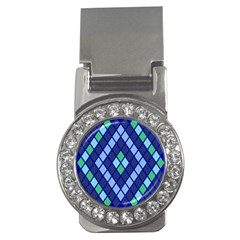 Blue Diamonds Green Grey Plaid Line Chevron Money Clips (cz)  by Mariart