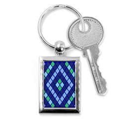 Blue Diamonds Green Grey Plaid Line Chevron Key Chains (rectangle) 