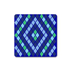 Blue Diamonds Green Grey Plaid Line Chevron Square Magnet