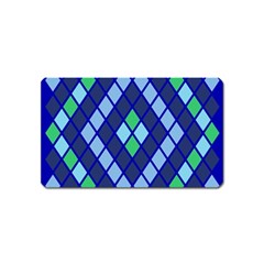 Blue Diamonds Green Grey Plaid Line Chevron Magnet (name Card) by Mariart