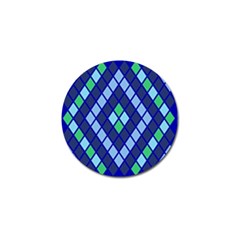 Blue Diamonds Green Grey Plaid Line Chevron Golf Ball Marker by Mariart