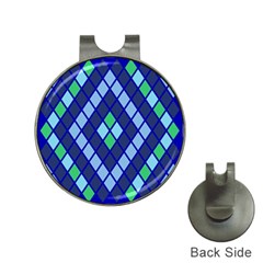 Blue Diamonds Green Grey Plaid Line Chevron Hat Clips With Golf Markers by Mariart