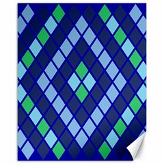 Blue Diamonds Green Grey Plaid Line Chevron Canvas 16  X 20   by Mariart