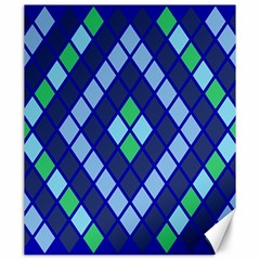 Blue Diamonds Green Grey Plaid Line Chevron Canvas 20  X 24   by Mariart