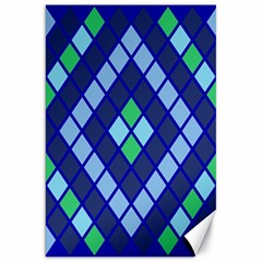 Blue Diamonds Green Grey Plaid Line Chevron Canvas 20  X 30   by Mariart