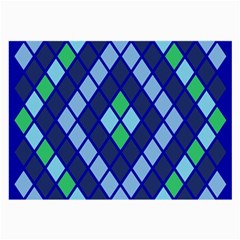 Blue Diamonds Green Grey Plaid Line Chevron Large Glasses Cloth (2-side)