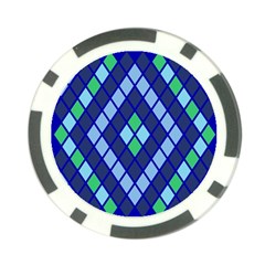 Blue Diamonds Green Grey Plaid Line Chevron Poker Chip Card Guard by Mariart