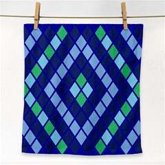 Blue Diamonds Green Grey Plaid Line Chevron Face Towel by Mariart