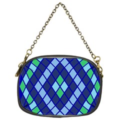 Blue Diamonds Green Grey Plaid Line Chevron Chain Purses (one Side)  by Mariart