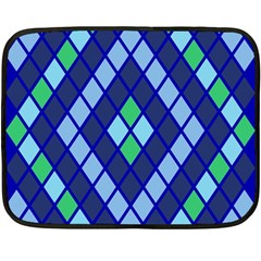 Blue Diamonds Green Grey Plaid Line Chevron Fleece Blanket (mini) by Mariart