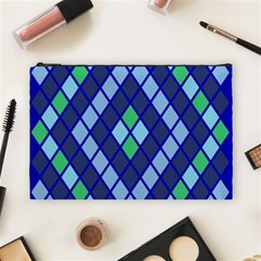 Blue Diamonds Green Grey Plaid Line Chevron Cosmetic Bag (large)  by Mariart