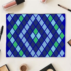 Blue Diamonds Green Grey Plaid Line Chevron Cosmetic Bag (xl) by Mariart