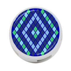 Blue Diamonds Green Grey Plaid Line Chevron 4-port Usb Hub (two Sides)  by Mariart