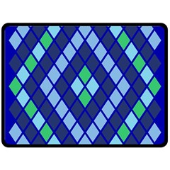 Blue Diamonds Green Grey Plaid Line Chevron Fleece Blanket (large) 