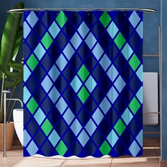 Blue Diamonds Green Grey Plaid Line Chevron Shower Curtain 60  X 72  (medium)  by Mariart