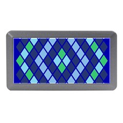 Blue Diamonds Green Grey Plaid Line Chevron Memory Card Reader (mini) by Mariart