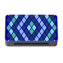 Blue Diamonds Green Grey Plaid Line Chevron Memory Card Reader With Cf by Mariart