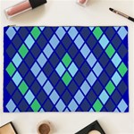 Blue Diamonds Green Grey Plaid Line Chevron Cosmetic Bag (XXL)  Front