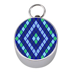 Blue Diamonds Green Grey Plaid Line Chevron Mini Silver Compasses by Mariart