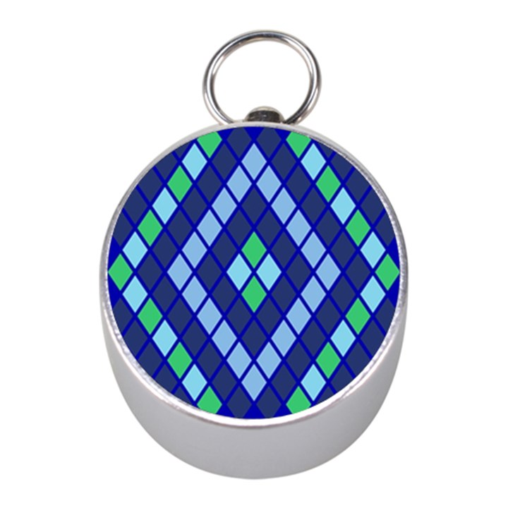 Blue Diamonds Green Grey Plaid Line Chevron Mini Silver Compasses