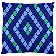 Blue Diamonds Green Grey Plaid Line Chevron Standard Flano Cushion Case (two Sides) by Mariart