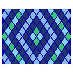 Blue Diamonds Green Grey Plaid Line Chevron Double Sided Flano Blanket (medium)  by Mariart