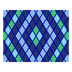 Blue Diamonds Green Grey Plaid Line Chevron Double Sided Flano Blanket (large)  by Mariart