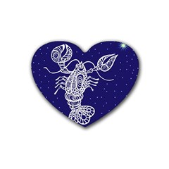 Cancer Zodiac Star Rubber Coaster (heart) 