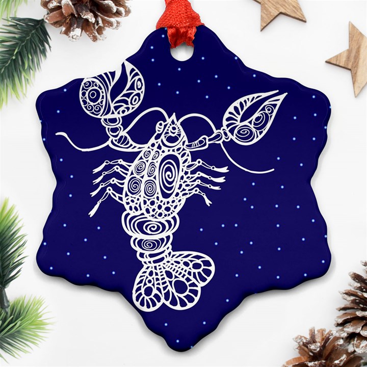 Cancer Zodiac Star Snowflake Ornament (Two Sides)